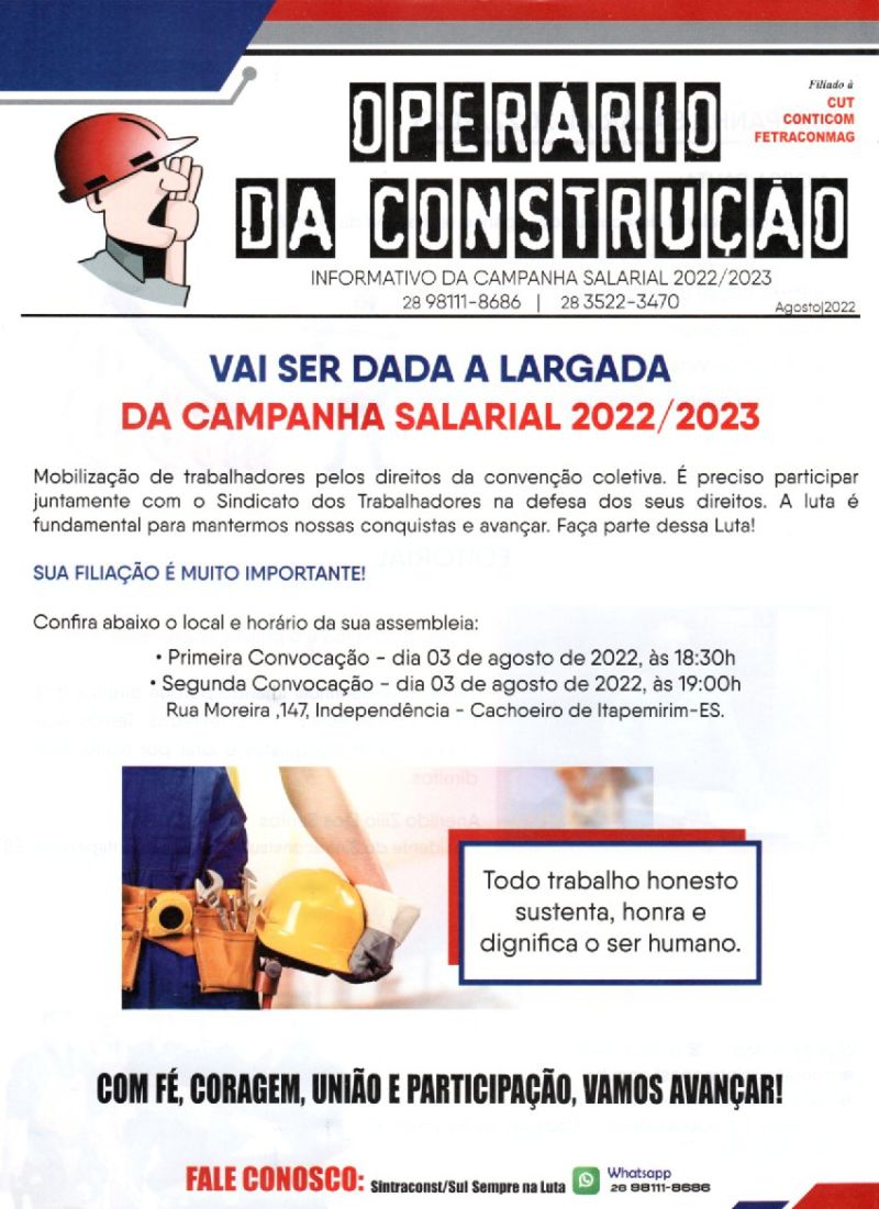 CAMPANHA SALARIAL DA CONSTRUÇÃO PESADA 2022/2023