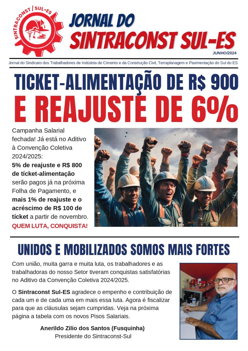 REAJUSTE DA CONSTRUÇÃO CIVIL 2023/2025